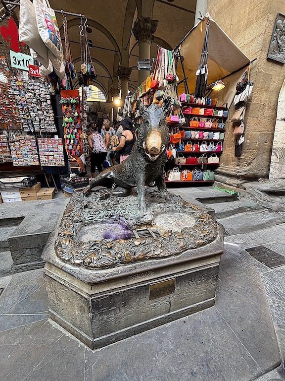 Mercato Nuovo'daki (Yeni Pazar) Fontana del Porcellino (Domuz Yavrusu Çeşmesi)