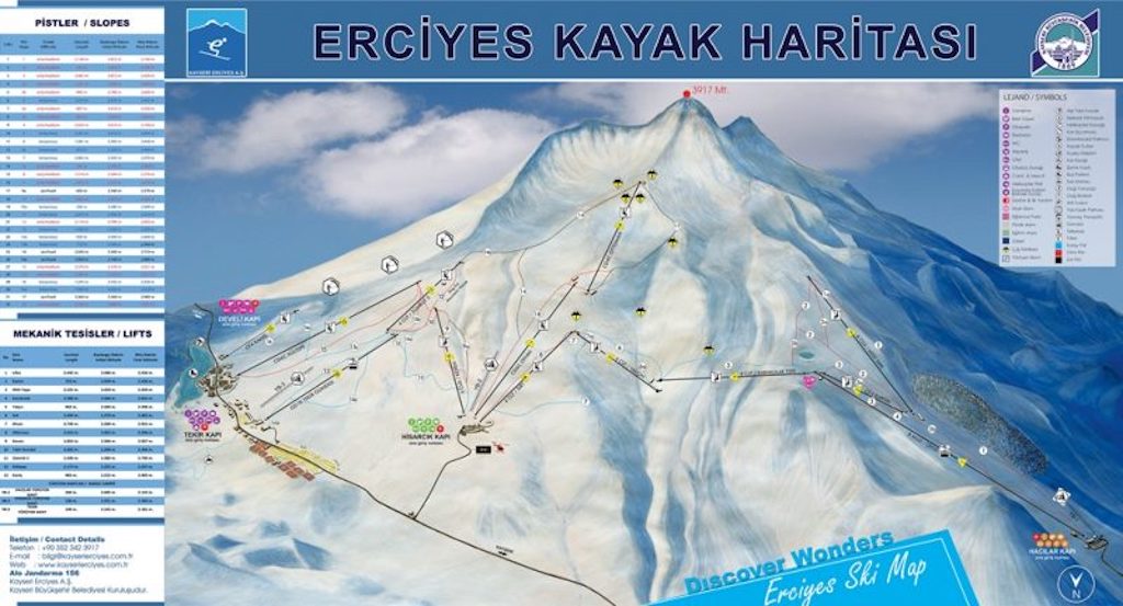 Erciyes pist haritası Kaynak: Erciyes Kayak Merkezi erciyeskayakmerkezi.com