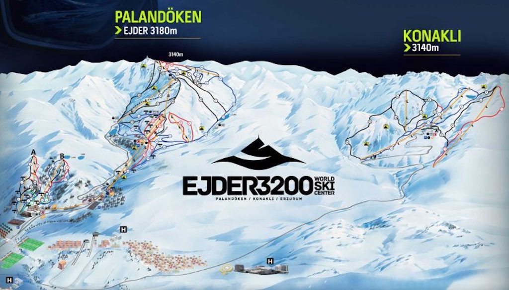 Palandöken pist haritası Kaynak: https://www.ejder3200.com/